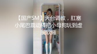 【国产SM】天台调教，肛塞小尾巴震动棒把小母狗玩到虚脱软瘫