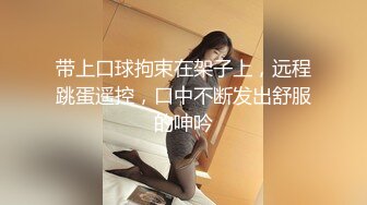 带上口球拘束在架子上，远程跳蛋遥控，口中不断发出舒服的呻吟